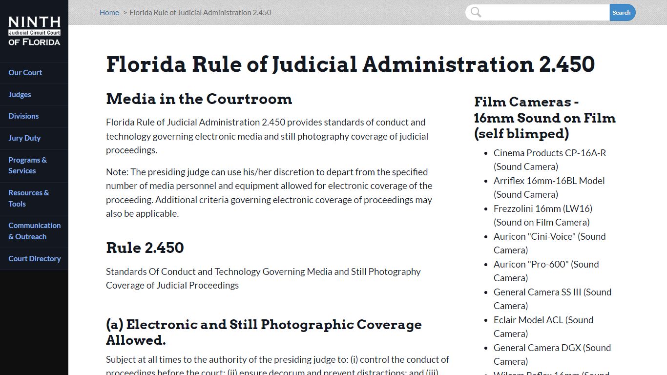 Florida Rule of Judicial Administration 2.450 - Ninth Circuit